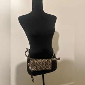 DKNY Women’s Brown Monogram 3-in-1 Belt, Beltbag  &Wristlet